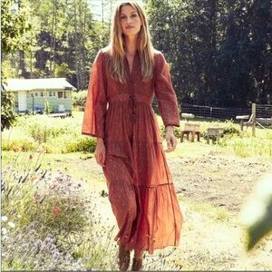 Doen RARE Anneli Dress Burnt Orange Paisley Prairie Style